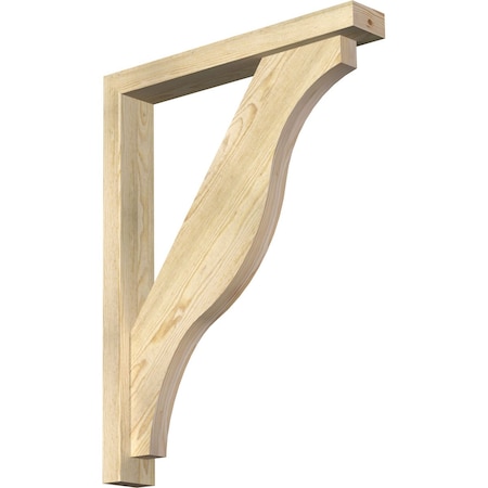 Ekena Millwork Funston Block Rough Sawn Bracket w/ Offset Brace, Douglas Fir, 4"W x 26"D x 34"H BKT0402X26X34FST05RDF